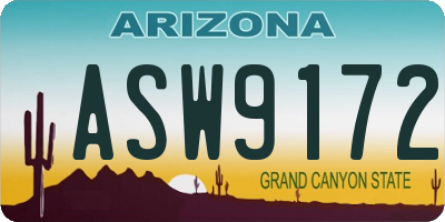 AZ license plate ASW9172