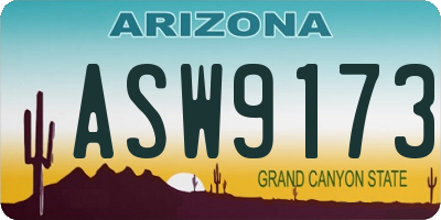 AZ license plate ASW9173