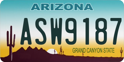 AZ license plate ASW9187
