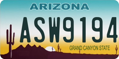 AZ license plate ASW9194