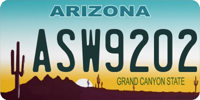AZ license plate ASW9202