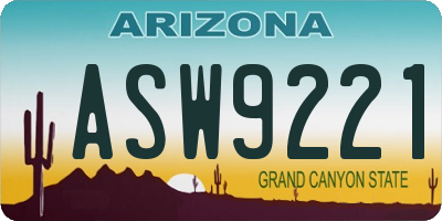 AZ license plate ASW9221