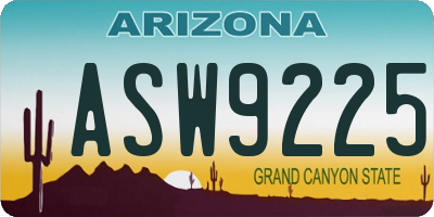 AZ license plate ASW9225