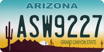 AZ license plate ASW9227
