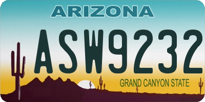 AZ license plate ASW9232