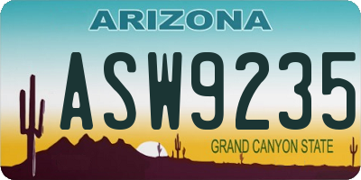 AZ license plate ASW9235