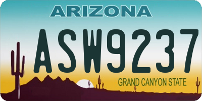 AZ license plate ASW9237