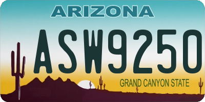 AZ license plate ASW9250