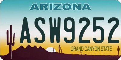 AZ license plate ASW9252