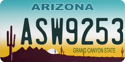 AZ license plate ASW9253