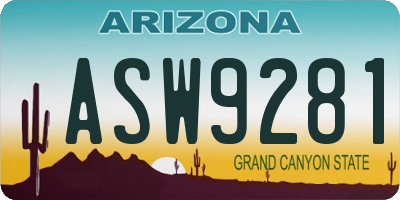 AZ license plate ASW9281