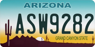 AZ license plate ASW9282