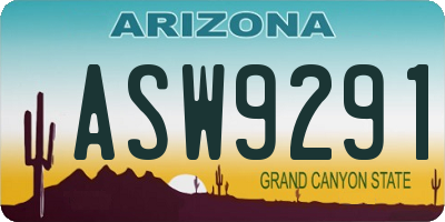 AZ license plate ASW9291