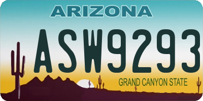 AZ license plate ASW9293