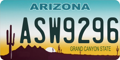 AZ license plate ASW9296