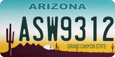 AZ license plate ASW9312