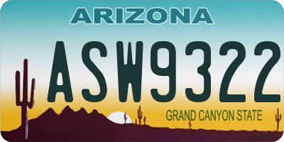 AZ license plate ASW9322