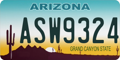 AZ license plate ASW9324
