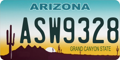 AZ license plate ASW9328