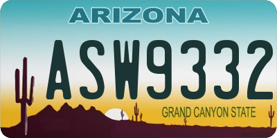 AZ license plate ASW9332