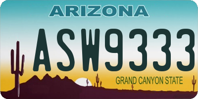 AZ license plate ASW9333