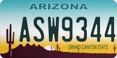 AZ license plate ASW9344