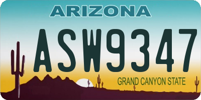 AZ license plate ASW9347