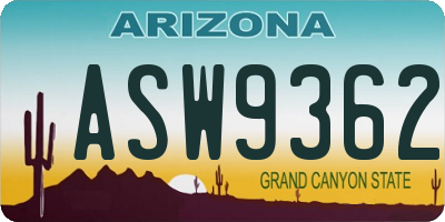 AZ license plate ASW9362
