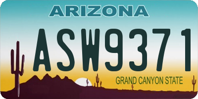 AZ license plate ASW9371