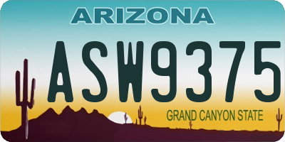 AZ license plate ASW9375