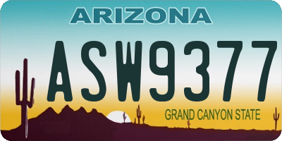 AZ license plate ASW9377