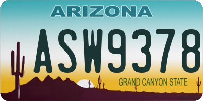 AZ license plate ASW9378