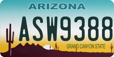 AZ license plate ASW9388