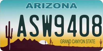 AZ license plate ASW9408