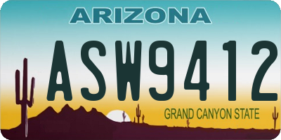 AZ license plate ASW9412