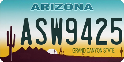AZ license plate ASW9425