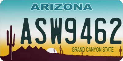 AZ license plate ASW9462