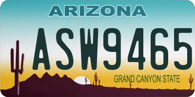 AZ license plate ASW9465