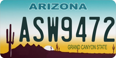 AZ license plate ASW9472