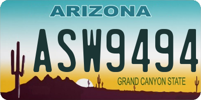 AZ license plate ASW9494