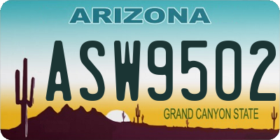 AZ license plate ASW9502
