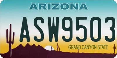 AZ license plate ASW9503