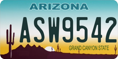 AZ license plate ASW9542