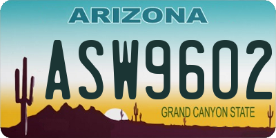 AZ license plate ASW9602