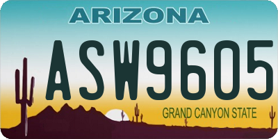AZ license plate ASW9605