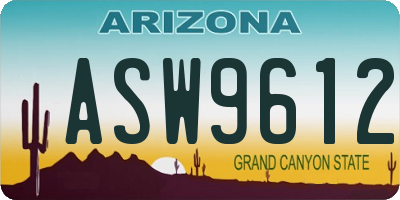 AZ license plate ASW9612