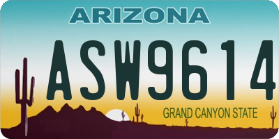 AZ license plate ASW9614