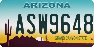 AZ license plate ASW9648