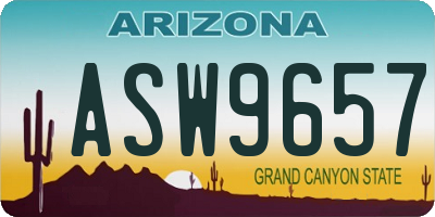 AZ license plate ASW9657