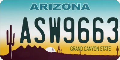 AZ license plate ASW9663